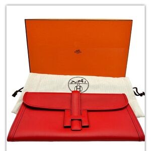 Hermes jige elan 29 red vermillion swift c stamp with box and dustbag